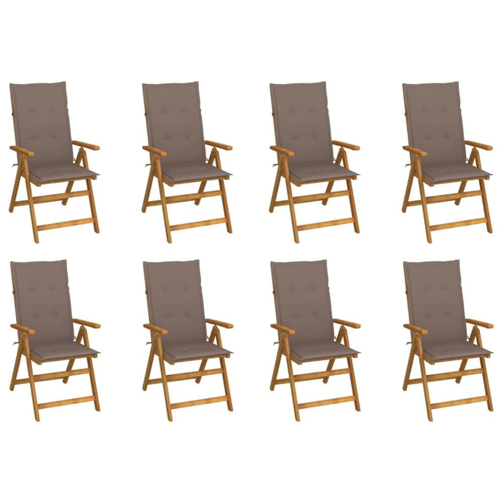 Petromila vidaXL Skladacie záhradné stoličky s podložkami 8 ks akáciový masív